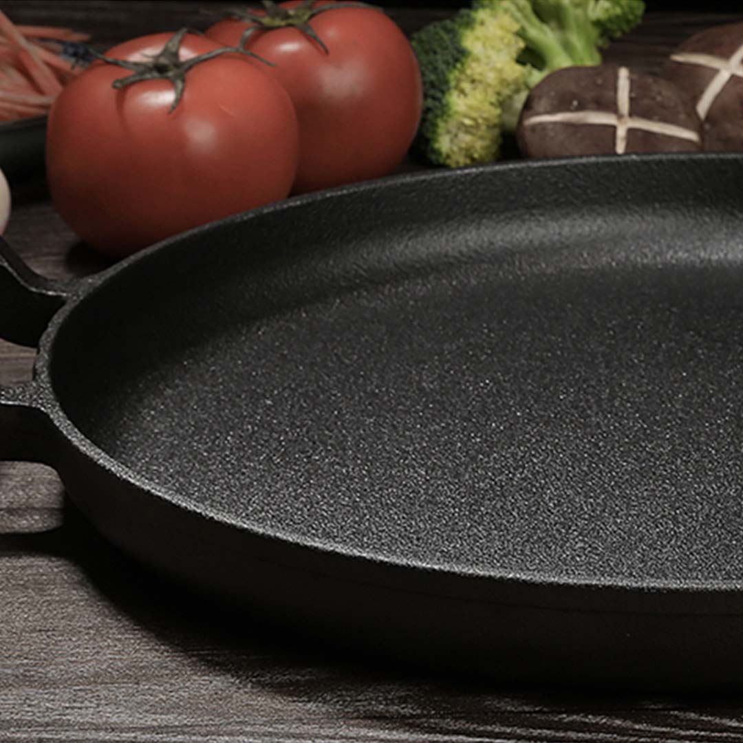 Soga 2X 31Cm Cast Iron Frying Pan Skillet Steak Sizzle Fry Platter With Wooden Handle No Lid, Home &Amp; Living, Kitchen &Amp; Dining, Cookware, Frying Pans, ,  - Nz Depot 5