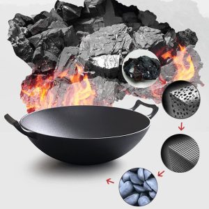 SOGA 2X 32cm Commercial Cast Iron Wok FryPan Fry Pan with Double Handle, Home & Living, Kitchen & Dining, Cookware, Frying Pans, ,  - NZ DEPOT 2