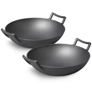 SOGA 2X 32cm Commercial Cast Iron Wok FryPan Fry Pan with Double Handle, Home & Living, Kitchen & Dining, Cookware, Frying Pans, ,  - NZ DEPOT 1