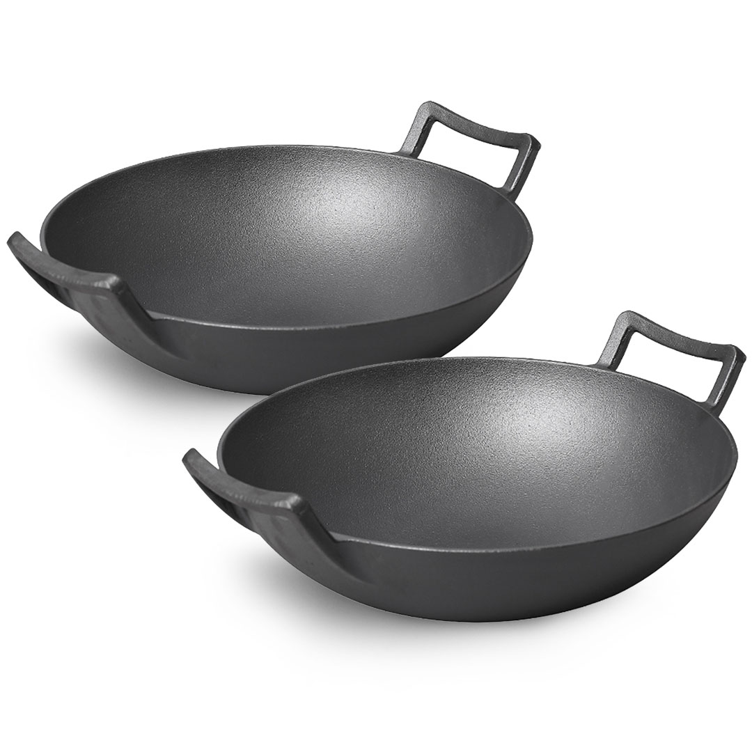 Soga 2X 32Cm Commercial Cast Iron Wok Frypan Fry Pan With Double Handle, Home &Amp; Living, Kitchen &Amp; Dining, Cookware, Frying Pans, ,  - Nz Depot 1