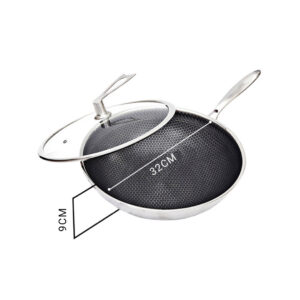 SOGA 2X 32cm Stainless Steel Tri-Ply Frying Cooking Fry Pan Textured Non Stick Interior Skillet with Glass Lid, home & living, kitchen & dining, cookware, frying pans, ,  - NZ DEPOT 2