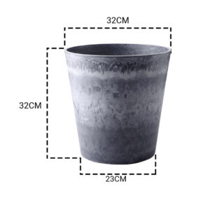 SOGA 2X 32cm Weathered Grey Round Resin Plant Flower Pot in Cement Pattern Planter Cachepot for Indoor Home Office, Home & Living, Home Decor, Indoor Pots, Planters and Plant Stands, , ,  - NZ DEPOT 2