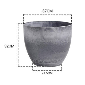 SOGA 2X 32cm Weathered Grey Round Resin Plant Flower Pot in Cement Pattern Planter Cachepot for Indoor Home Office, Home & Living, Home Decor, Indoor Pots, Planters and Plant Stands, , ,  - NZ DEPOT 2