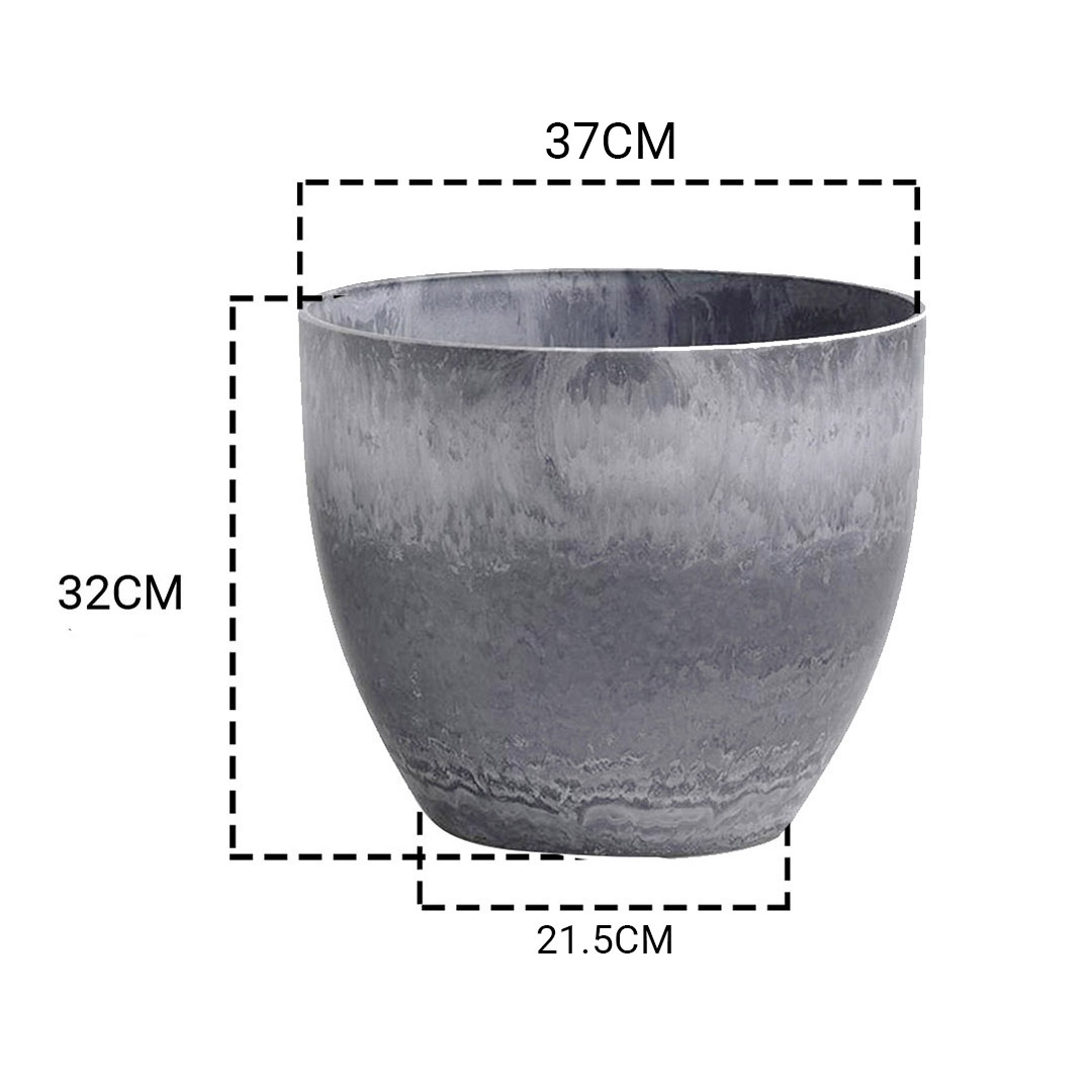 Soga 2X 32Cm Weathered Grey Round Resin Plant Flower Pot In Cement Pattern Planter Cachepot For Indoor Home Office, Home &Amp; Living, Home Decor, Indoor Pots, Planters And Plant Stands, , ,  - Nz Depot 2