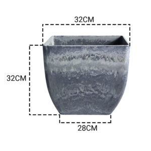 SOGA 2X 32cm Weathered Grey Square Resin Plant Flower Pot in Cement Pattern Planter Cachepot for Indoor Home Office, Home & Living, Home Decor, Indoor Pots, Planters and Plant Stands, , ,  - NZ DEPOT 2