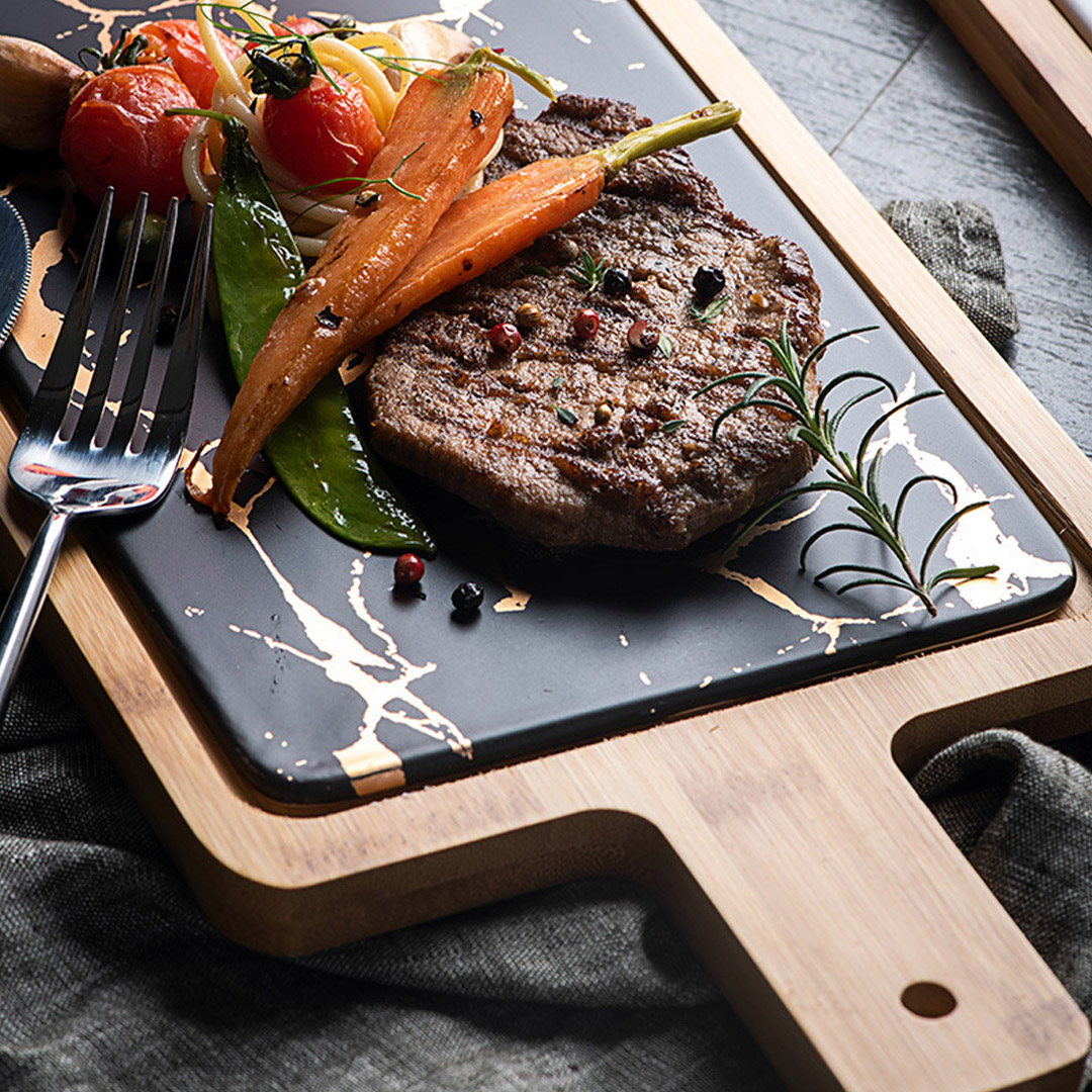 Soga 2X 33.5Cm Black Square Wooden Serving Tray Slate Steak Serving Platter Chopping Board Paddle Home Decor, Kitchenware, Table Top, Servingware, Servingware Platter, ,  - Nz Depot 5