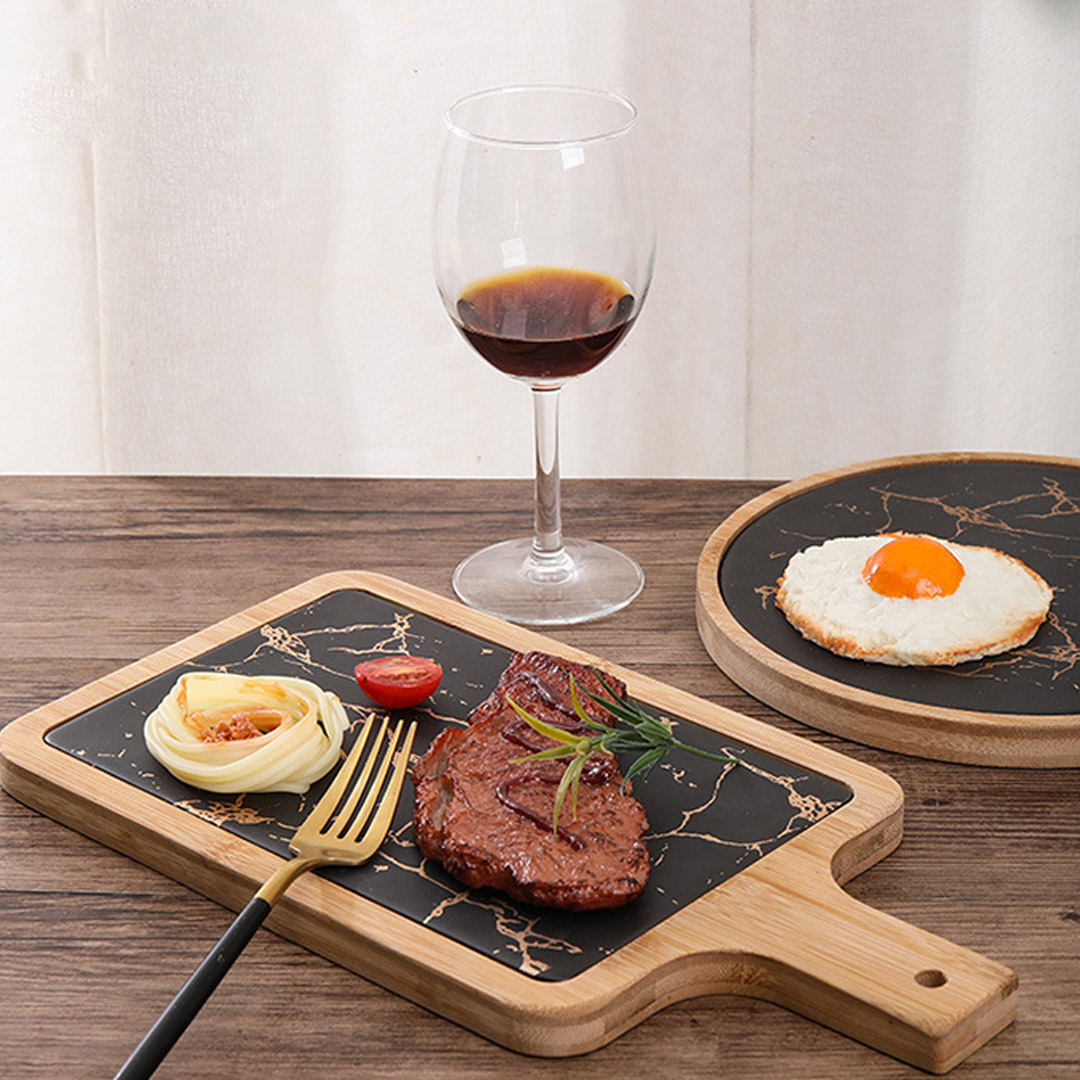 Soga 2X 33.5Cm Black Square Wooden Serving Tray Slate Steak Serving Platter Chopping Board Paddle Home Decor, Kitchenware, Table Top, Servingware, Servingware Platter, ,  - Nz Depot 6