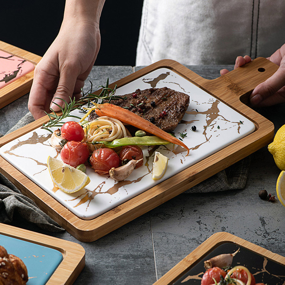 Soga 2X 33.5Cm White Square Wooden Serving Tray Slate Steak Serving Platter Chopping Board Paddle Home Decor, Kitchenware, Table Top, Servingware, Servingware Platter, ,  - Nz Depot 4