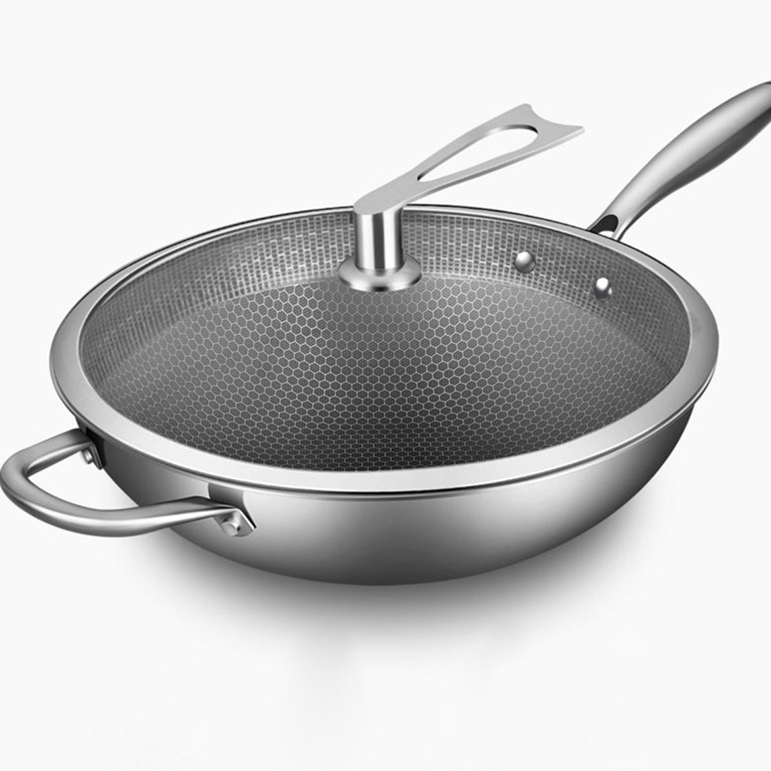 Soga 2X 34Cm Stainless Steel Tri-Ply Frying Cooking Fry Pan Textured Non Stick Skillet With Glass Lid And Helper Handle, Home &Amp; Living, Kitchen &Amp; Dining, Cookware, Frying Pans, ,  - Nz Depot 5