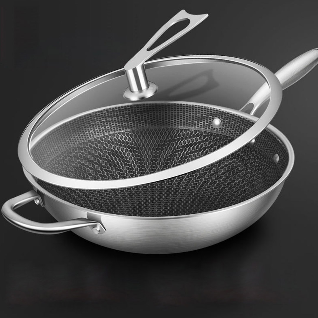 Soga 2X 34Cm Stainless Steel Tri-Ply Frying Cooking Fry Pan Textured Non Stick Skillet With Glass Lid And Helper Handle, Home &Amp; Living, Kitchen &Amp; Dining, Cookware, Frying Pans, ,  - Nz Depot 6