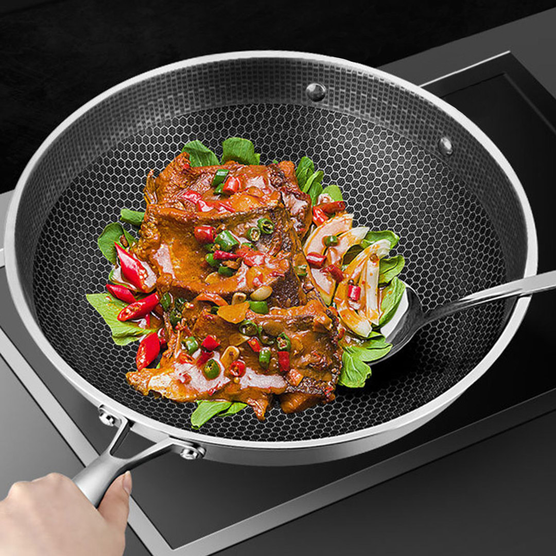 Soga 2X 34Cm Stainless Steel Tri-Ply Frying Cooking Fry Pan Textured Non Stick Skillet With Glass Lid And Helper Handle, Home &Amp; Living, Kitchen &Amp; Dining, Cookware, Frying Pans, ,  - Nz Depot 7