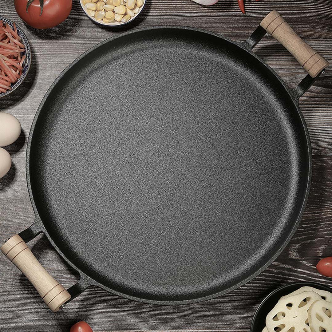 Soga 2X 35Cm Cast Iron Frying Pan Skillet Steak Sizzle Fry Platter With Wooden Handle No Lid, Home &Amp; Living, Kitchen &Amp; Dining, Cookware, Frying Pans, ,  - Nz Depot 9