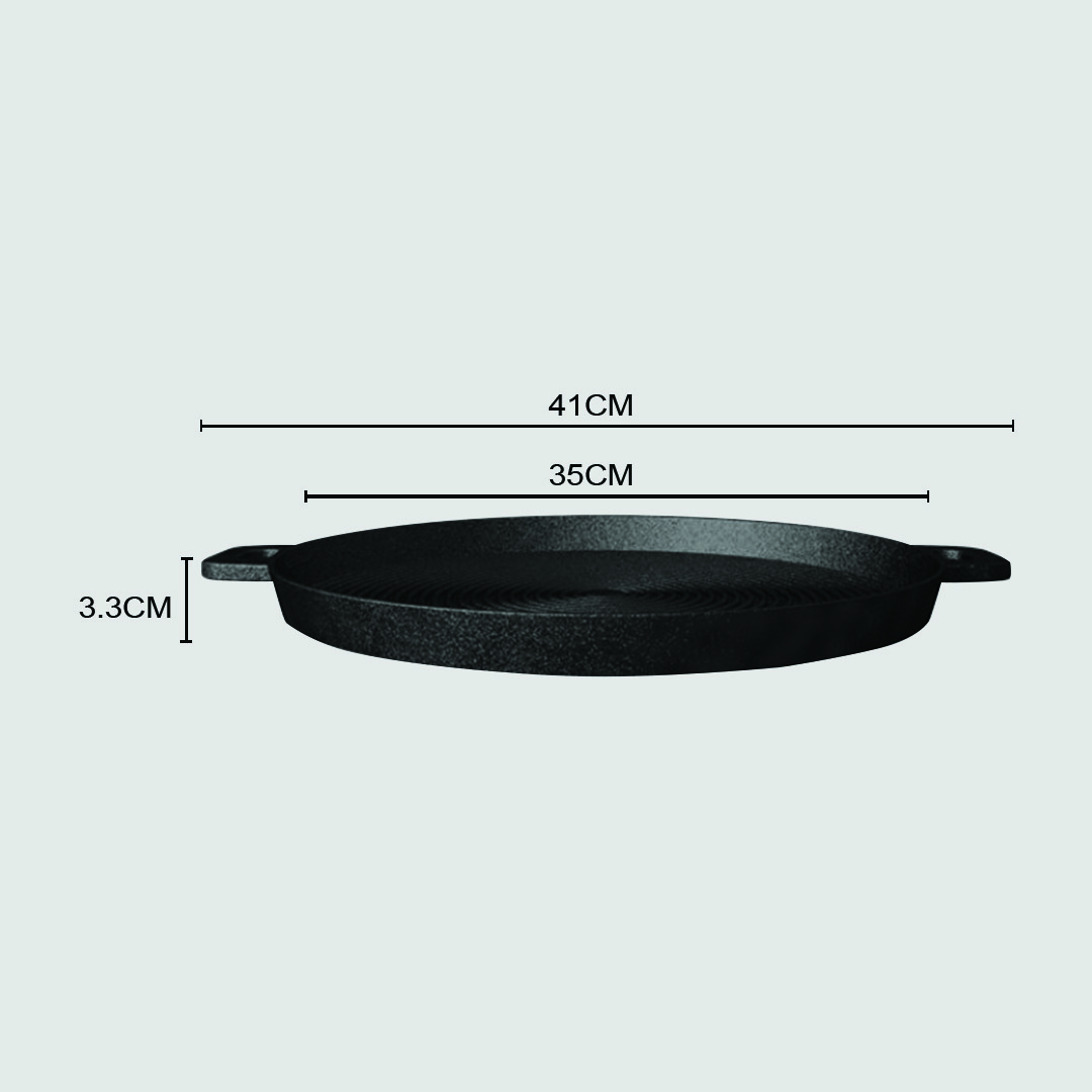 Soga 2X 35Cm Round Ribbed Cast Iron Frying Pan Skillet Steak Sizzle Platter With Handle, Home &Amp; Living, Kitchen &Amp; Dining, Cookware, Frying Pans, ,  - Nz Depot 2