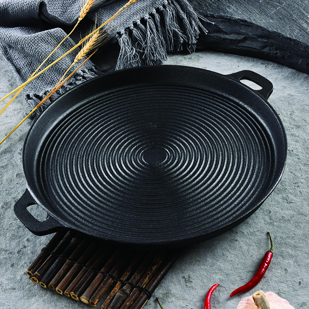 Soga 2X 35Cm Round Ribbed Cast Iron Frying Pan Skillet Steak Sizzle Platter With Handle, Home &Amp; Living, Kitchen &Amp; Dining, Cookware, Frying Pans, ,  - Nz Depot 9