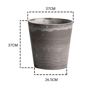 SOGA 2X 37cm Rock Grey Round Resin Tapered Plant Flower Pot in Cement Pattern Planter Cachepot for Indoor Home Office, Home & Living, Home Decor, Indoor Pots, Planters and Plant Stands, , ,  - NZ DEPOT 2