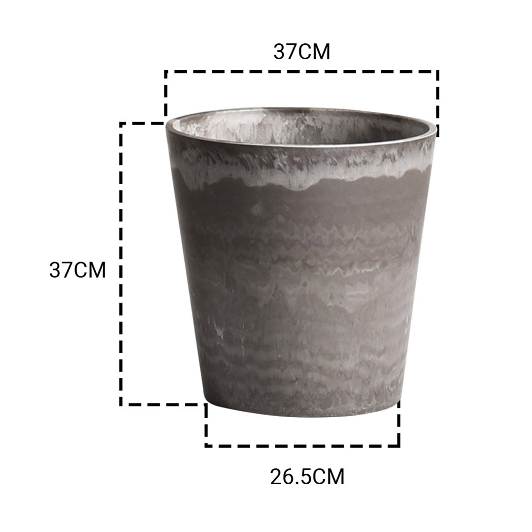 Soga 2X 37Cm Rock Grey Round Resin Tapered Plant Flower Pot In Cement Pattern Planter Cachepot For Indoor Home Office, Home &Amp; Living, Home Decor, Indoor Pots, Planters And Plant Stands, , ,  - Nz Depot 2