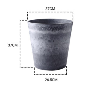 SOGA 2X 37cm Weathered Grey Round Resin Plant Flower Pot in Cement Pattern Planter Cachepot for Indoor Home Office, Home & Living, Home Decor, Indoor Pots, Planters and Plant Stands, , ,  - NZ DEPOT 2