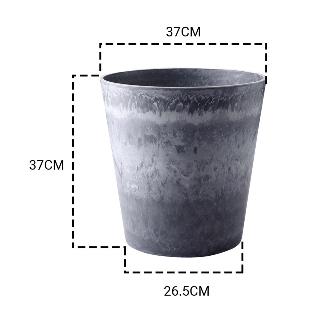 Soga 2X 37Cm Weathered Grey Round Resin Plant Flower Pot In Cement Pattern Planter Cachepot For Indoor Home Office, Home &Amp; Living, Home Decor, Indoor Pots, Planters And Plant Stands, , ,  - Nz Depot 2