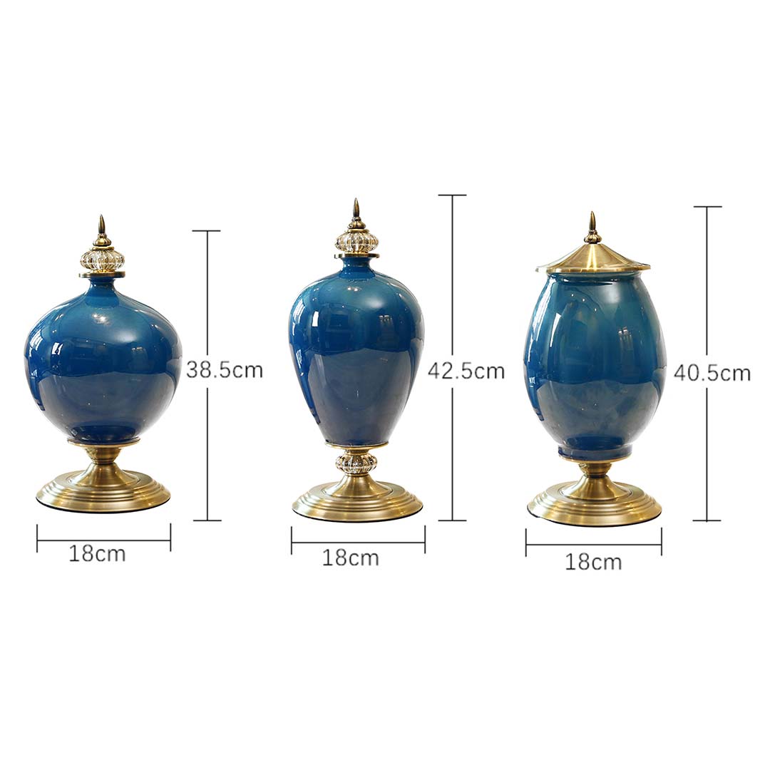 Soga 2X 38Cm Ceramic Oval Flower Vase With Gold Metal Base Dark Blue, Home &Amp; Living, Home Decor, Vases, , ,  - Nz Depot 2