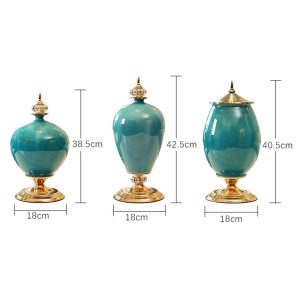 SOGA 2X 38cm Ceramic Oval Flower Vase with Gold Metal Base Green, Home & Living, Home Decor, Vases, , ,  - NZ DEPOT 2