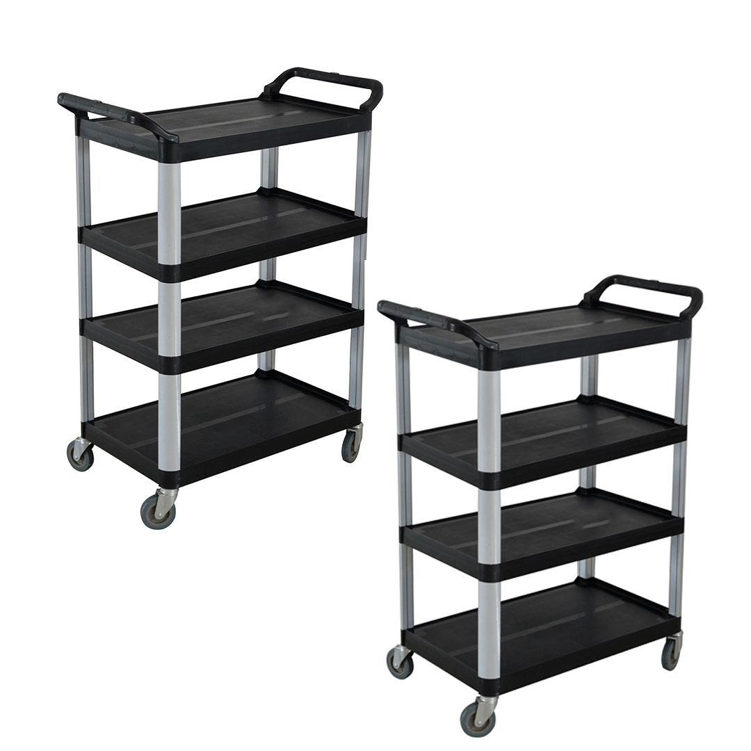 Soga 2X 4 Tier Food Trolley Portable Kitchen Cart Multifunctional Big Utility Service With Wheels 950X500X1270Mm Black, Business &Amp; Industrial, Food Service, Food Service Carts, , ,  - Nz Depot 1