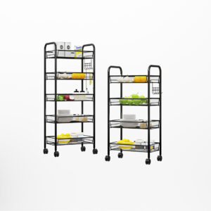 SOGA 2X 4 Tier Steel Black Bee Mesh Kitchen Cart Multi-Functional Shelves Portable Storage Organizer with Wheels, Garden, Tools & Hardware, Garage Storage & Organisation, Utility Shelves, , ,  - NZ DEPOT 2