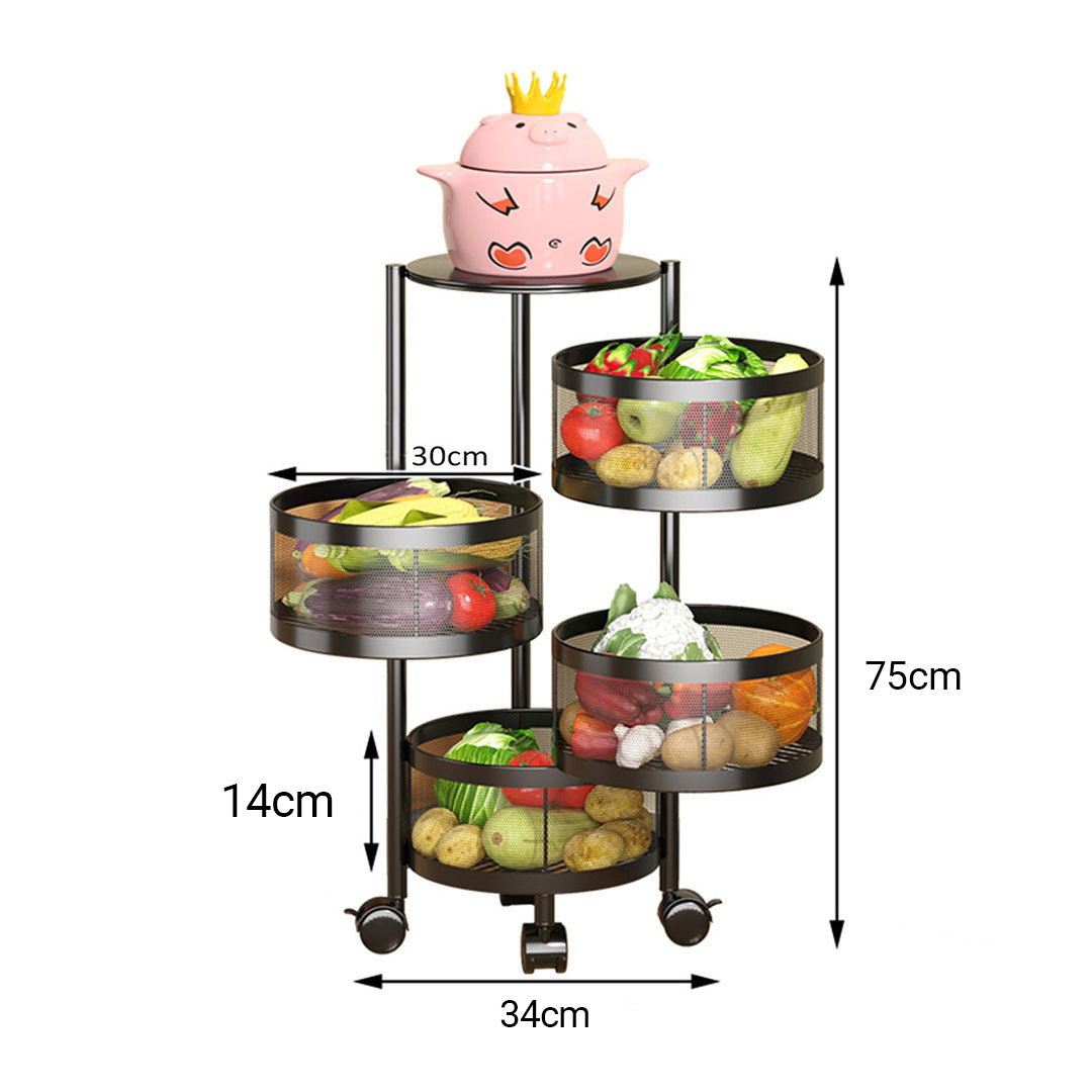 Soga 2X 4 Tier Steel Round Rotating Kitchen Cart Multi-Functional Shelves Portable Storage Organizer With Wheels, Garden, Tools &Amp; Hardware, Garage Storage &Amp; Organisation, Utility Shelves, , ,  - Nz Depot 2