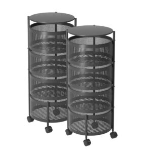 SOGA 2X 4 Tier Steel Round Rotating Kitchen Cart Multi-Functional Shelves Portable Storage Organizer with Wheels, Garden, Tools & Hardware, Garage Storage & Organisation, Utility Shelves, , ,  - NZ DEPOT 1