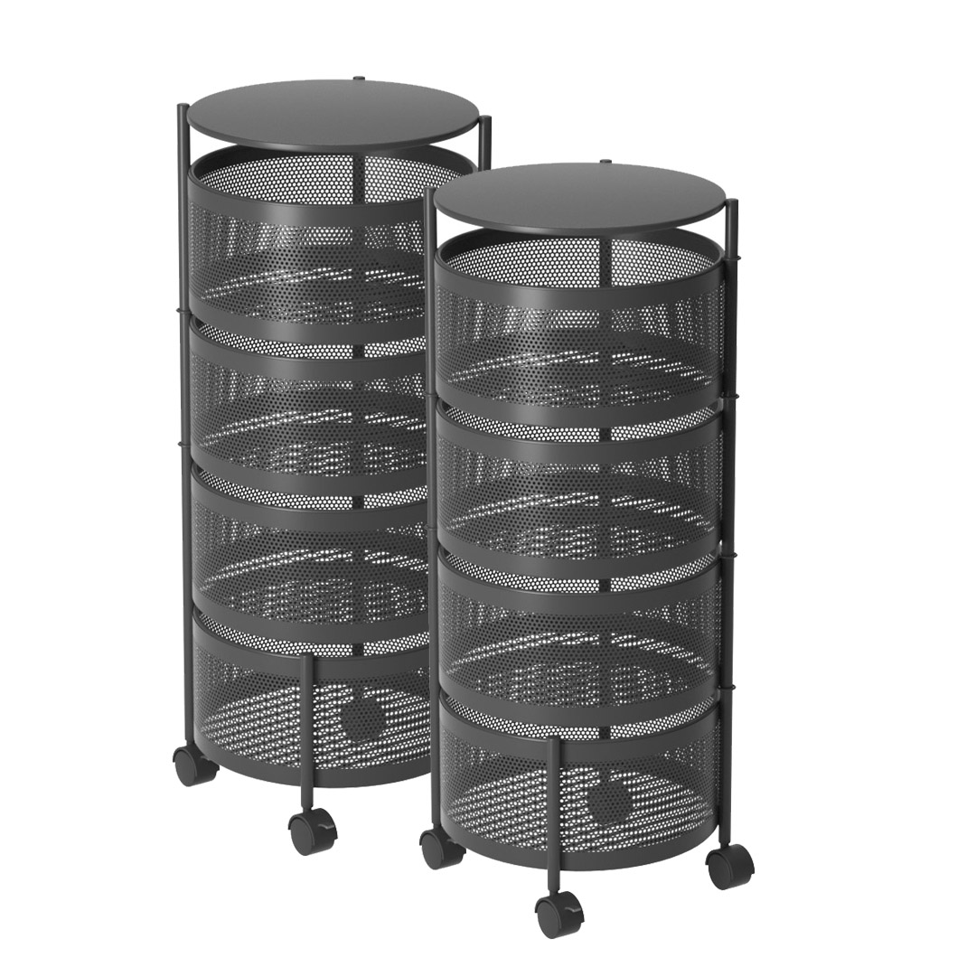 Soga 2X 4 Tier Steel Round Rotating Kitchen Cart Multi-Functional Shelves Portable Storage Organizer With Wheels, Garden, Tools &Amp; Hardware, Garage Storage &Amp; Organisation, Utility Shelves, , ,  - Nz Depot 1