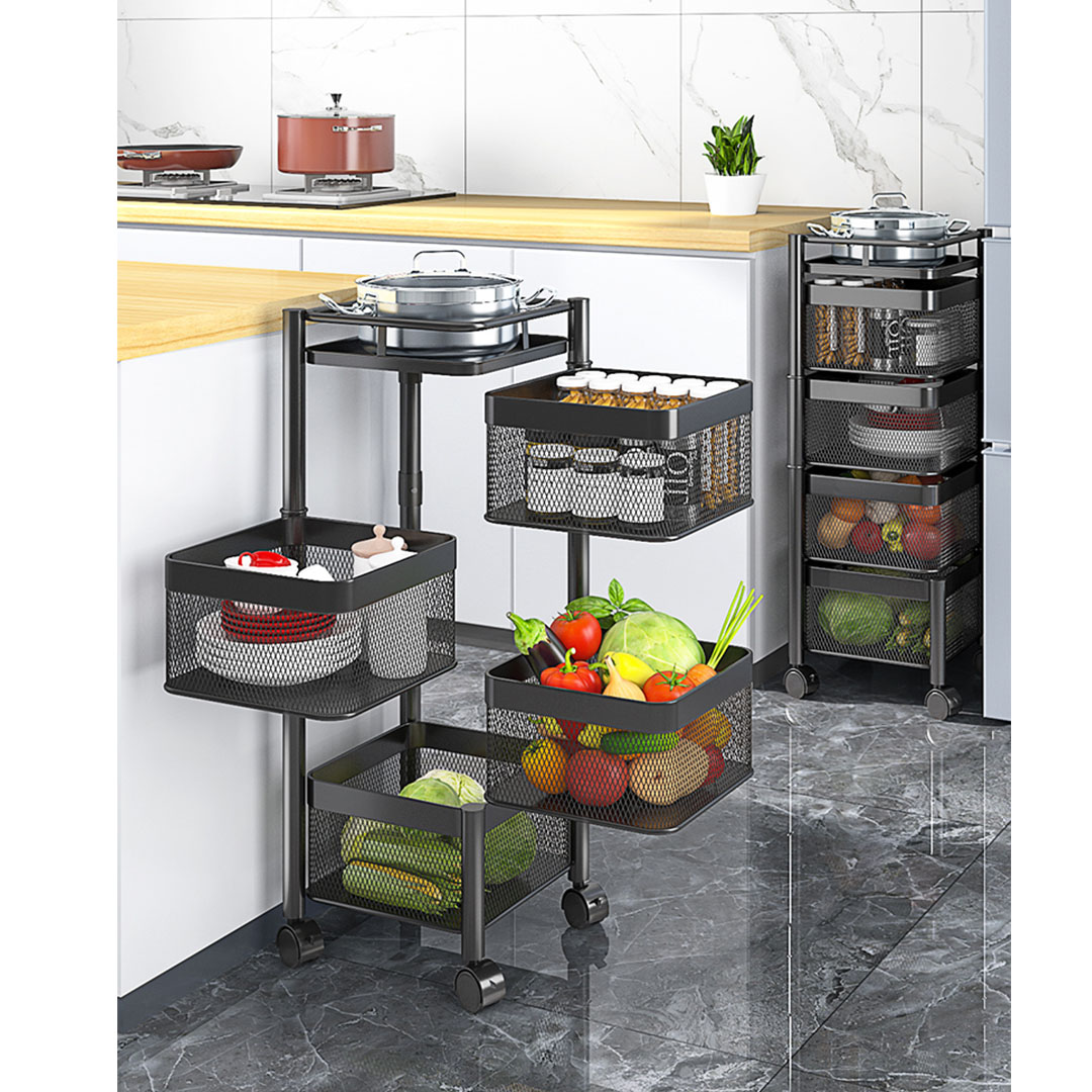 Soga 2X 4 Tier Steel Square Rotating Kitchen Cart Multi-Functional Shelves Portable Storage Organizer With Wheels, Garden, Tools &Amp; Hardware, Garage Storage &Amp; Organisation, Utility Shelves, , ,  - Nz Depot 3