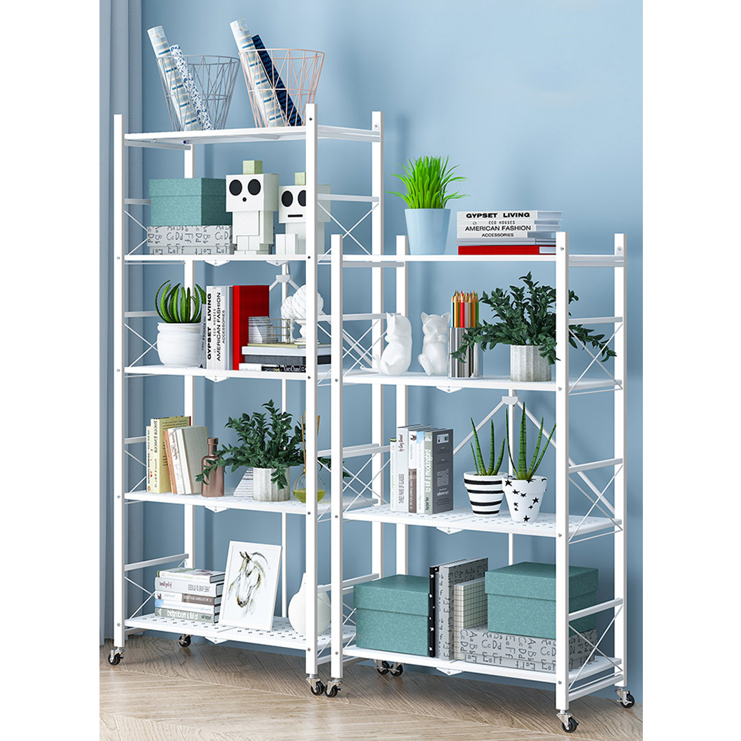 Soga 2X 4 Tier Steel White Foldable Display Stand Multi-Functional Shelves Portable Storage Organizer With Wheels, Garden, Tools &Amp; Hardware, Garage Storage &Amp; Organisation, Utility Shelves, , ,  - Nz Depot 3