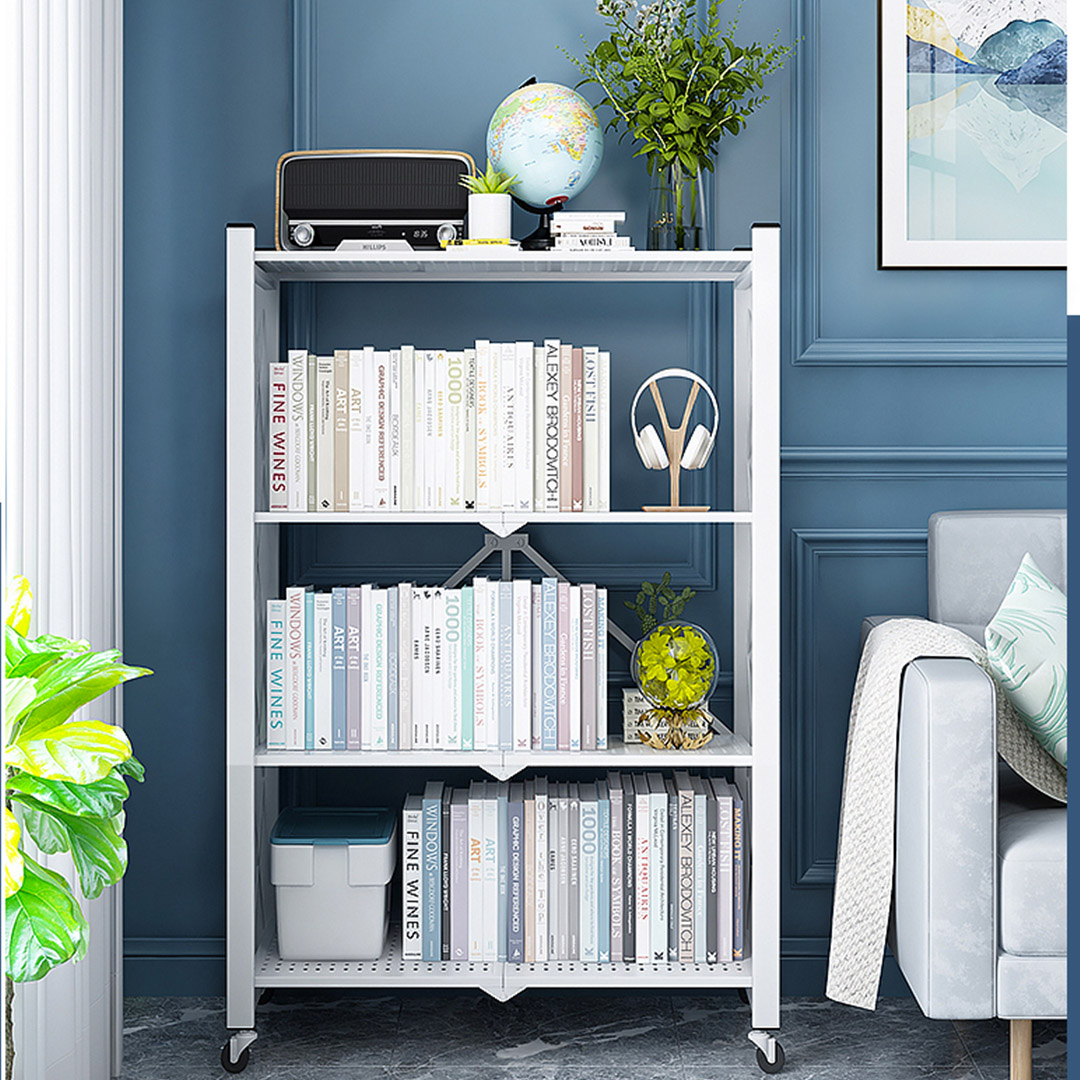 Soga 2X 4 Tier Steel White Foldable Display Stand Multi-Functional Shelves Portable Storage Organizer With Wheels, Garden, Tools &Amp; Hardware, Garage Storage &Amp; Organisation, Utility Shelves, , ,  - Nz Depot 8