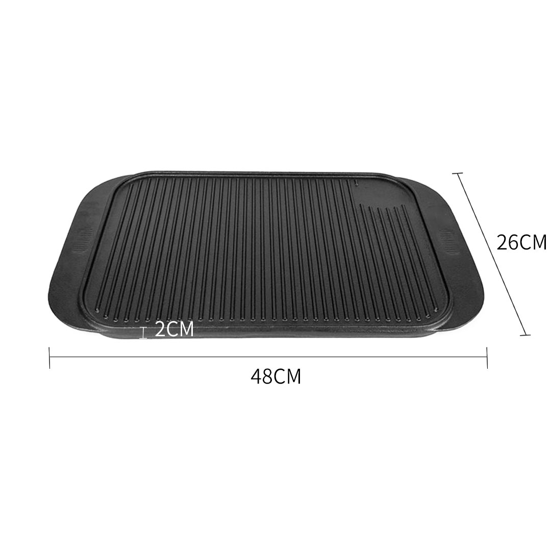 Soga 2X 47Cm Cast Iron Ridged Griddle Hot Plate Grill Pan Bbq Stovetop, Home &Amp; Living, Kitchen &Amp; Dining, Cookware, Griddles &Amp; Grill Pans, ,  - Nz Depot 6