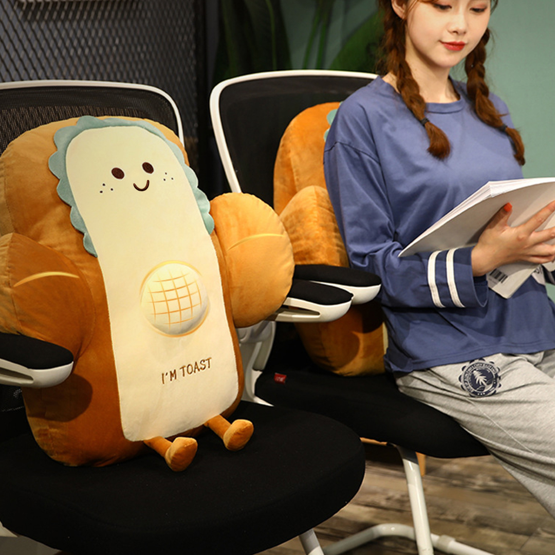 Soga 2X 48Cm Smiley Face Toast Bread Cushion Stuffed Car Seat Plush Cartoon Back Support Pillow Home Decor, Furniture, Living Room Furniture, Occasional Chairs, , ,  - Nz Depot 4