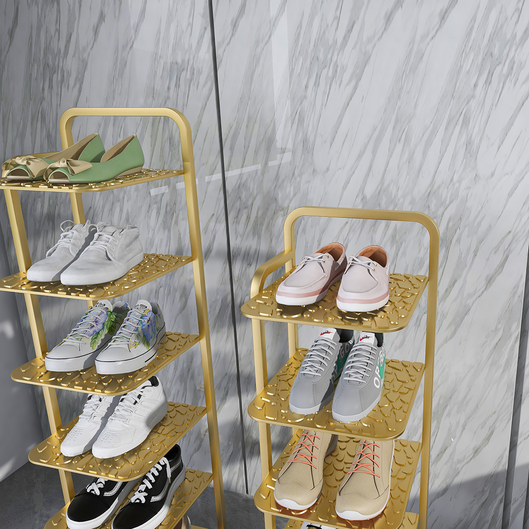 SOGA 2X 5 Tier Gold Plated Metal Shoe Organizer Space Saving Portable Footwear Storage Shelf, Furniture, Storage & Shelving, Shoe Storage, , ,  - NZ DEPOT 3