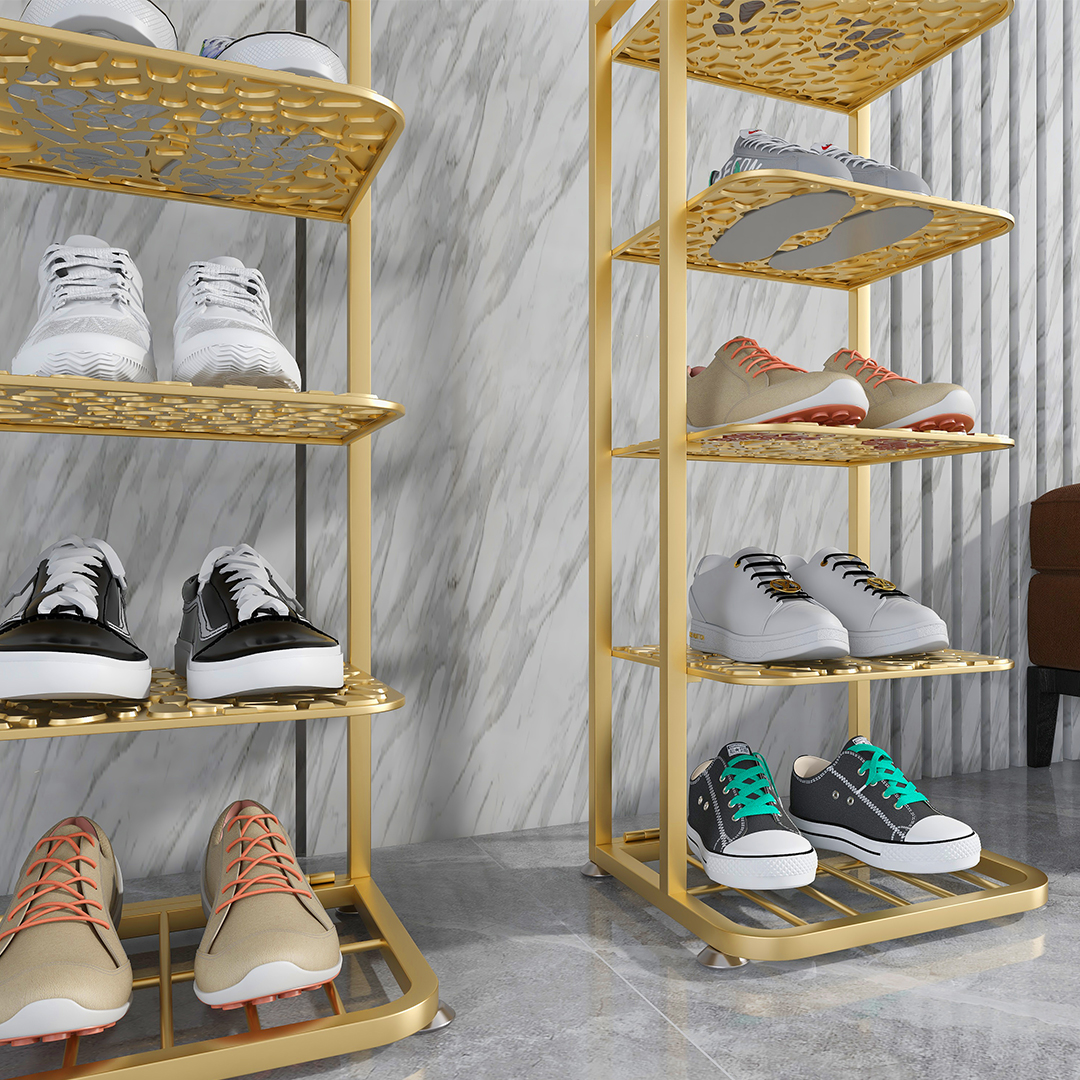 SOGA 2X 5 Tier Gold Plated Metal Shoe Organizer Space Saving Portable Footwear Storage Shelf, Furniture, Storage & Shelving, Shoe Storage, , ,  - NZ DEPOT 5