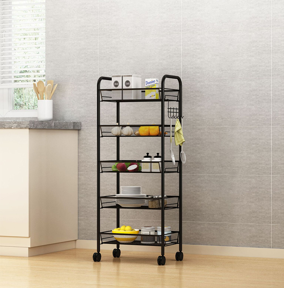 Soga 2X 5 Tier Steel Black Bee Mesh Kitchen Cart Multi-Functional Shelves Portable Storage Organizer With Wheels, Garden, Tools &Amp; Hardware, Garage Storage &Amp; Organisation, Utility Shelves, , ,  - Nz Depot 2