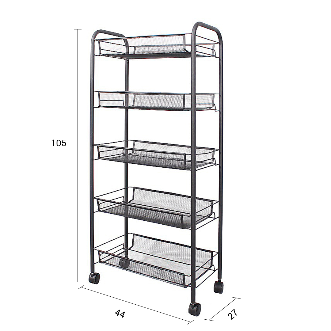 Soga 2X 5 Tier Steel Black Bee Mesh Kitchen Cart Multi-Functional Shelves Portable Storage Organizer With Wheels, Garden, Tools &Amp; Hardware, Garage Storage &Amp; Organisation, Utility Shelves, , ,  - Nz Depot 6