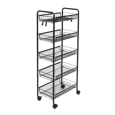 Soga 2X 5 Tier Steel Black Bee Mesh Kitchen Cart Multi-Functional Shelves Portable Storage Organizer With Wheels, Garden, Tools &Amp; Hardware, Garage Storage &Amp; Organisation, Utility Shelves, , ,  - Nz Depot 7