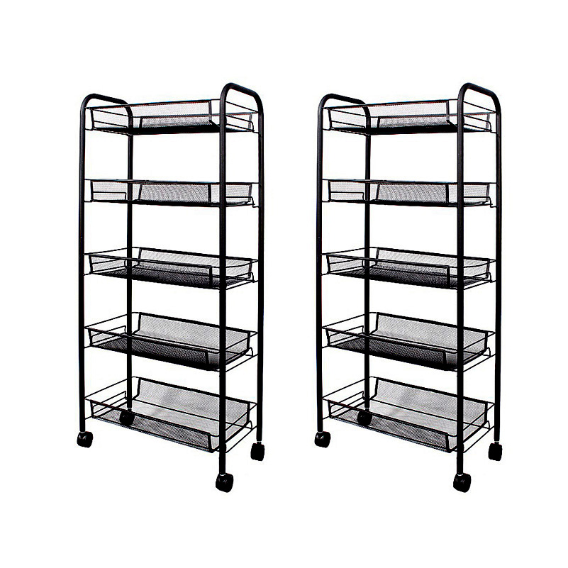 Soga 2X 5 Tier Steel Black Bee Mesh Kitchen Cart Multi-Functional Shelves Portable Storage Organizer With Wheels, Garden, Tools &Amp; Hardware, Garage Storage &Amp; Organisation, Utility Shelves, , ,  - Nz Depot 1