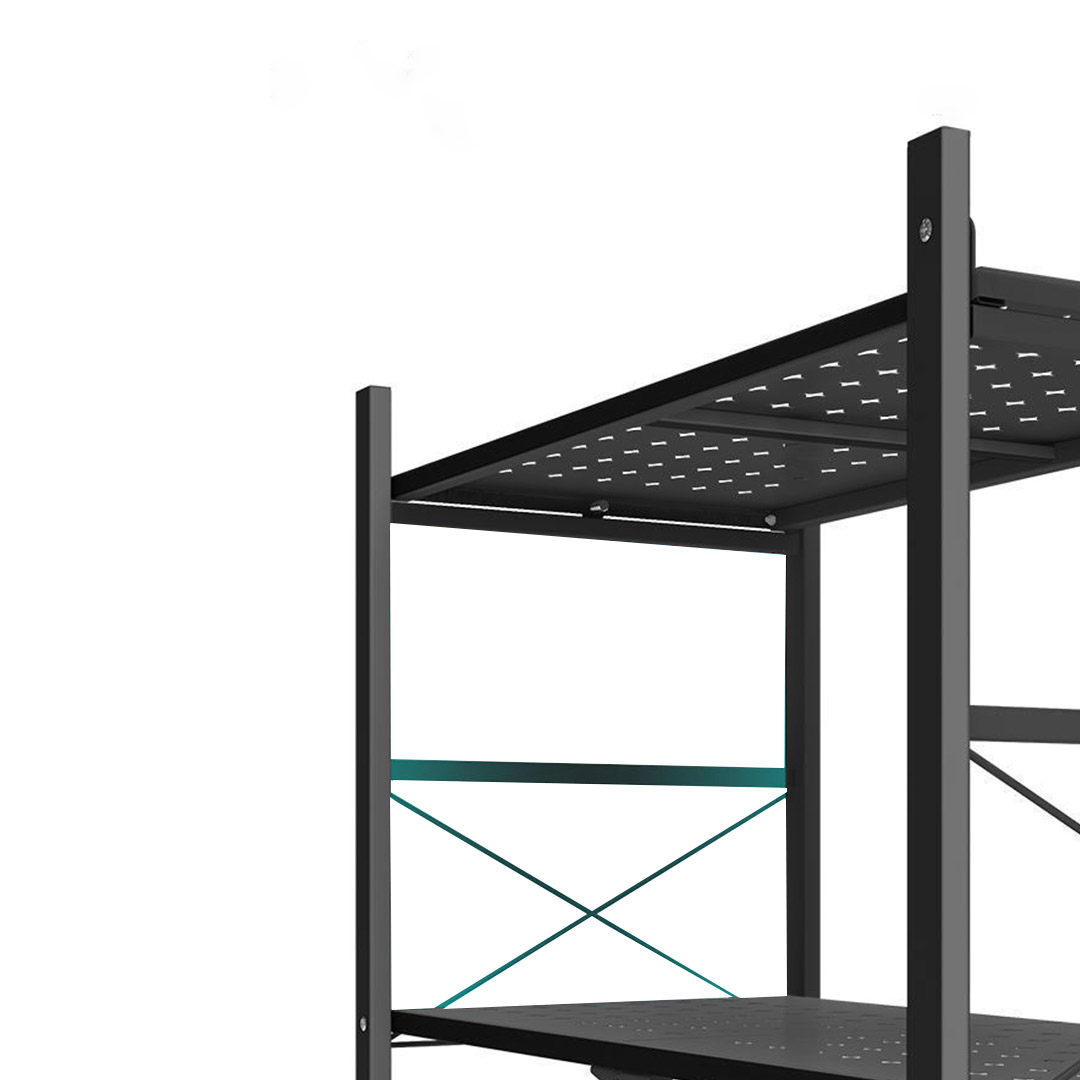 Soga 2X 5 Tier Steel Black Foldable Display Stand Multi-Functional Shelves Portable Storage Organizer With Wheels, Garden, Tools &Amp; Hardware, Garage Storage &Amp; Organisation, Utility Shelves, , ,  - Nz Depot 7