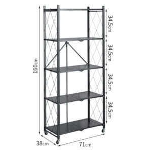 SOGA 2X 5 Tier Steel Black Foldable Kitchen Cart Multi-Functional Shelves Portable Storage Organizer with Wheels, Garden, Tools & Hardware, Garage Storage & Organisation, Utility Shelves, , ,  - NZ DEPOT 2