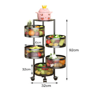 SOGA 2X 5 Tier Steel Round Rotating Kitchen Cart Multi-Functional Shelves Portable Storage Organizer with Wheels, Garden, Tools & Hardware, Garage Storage & Organisation, Utility Shelves, , ,  - NZ DEPOT 2