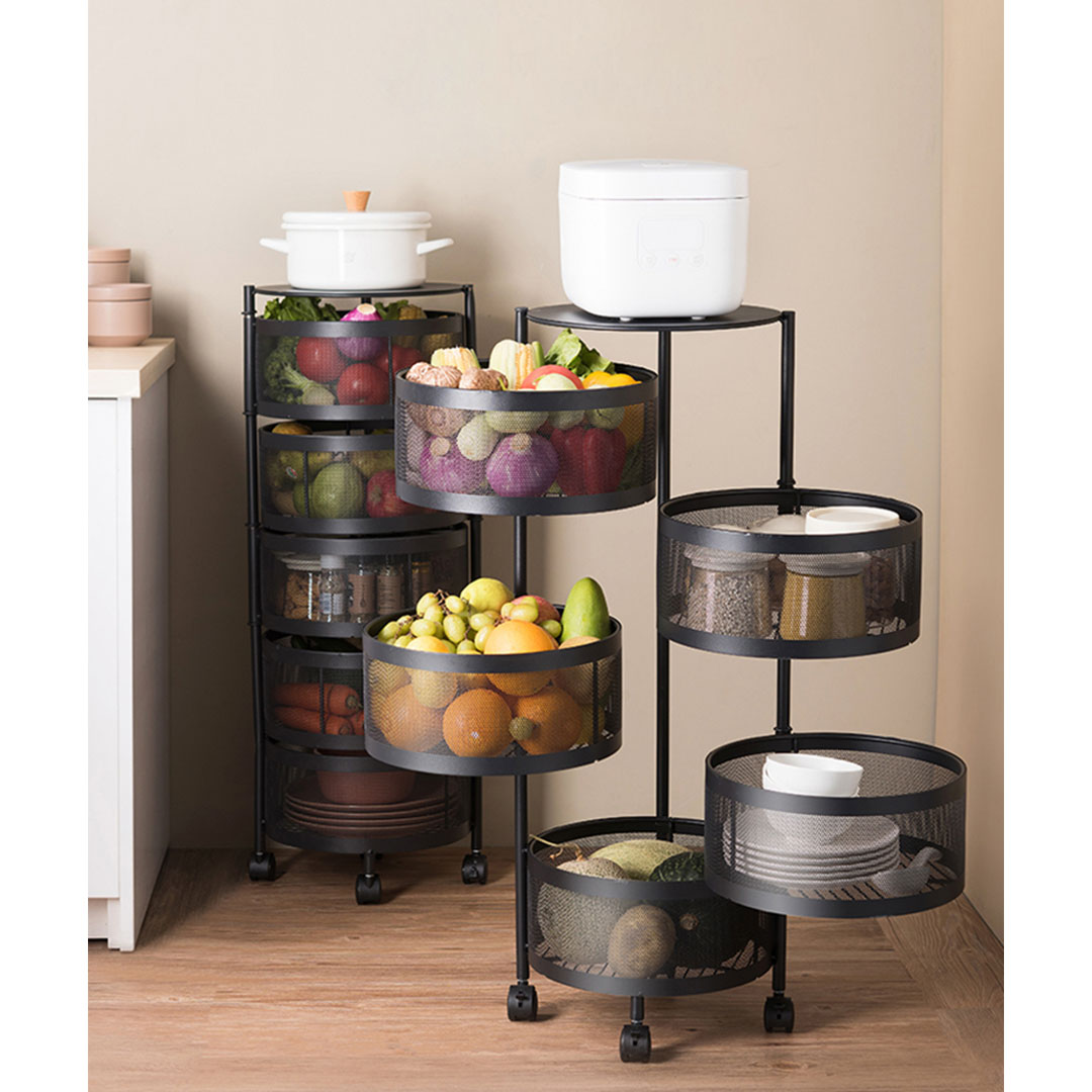 Soga 2X 5 Tier Steel Round Rotating Kitchen Cart Multi-Functional Shelves Portable Storage Organizer With Wheels, Garden, Tools &Amp; Hardware, Garage Storage &Amp; Organisation, Utility Shelves, , ,  - Nz Depot 3