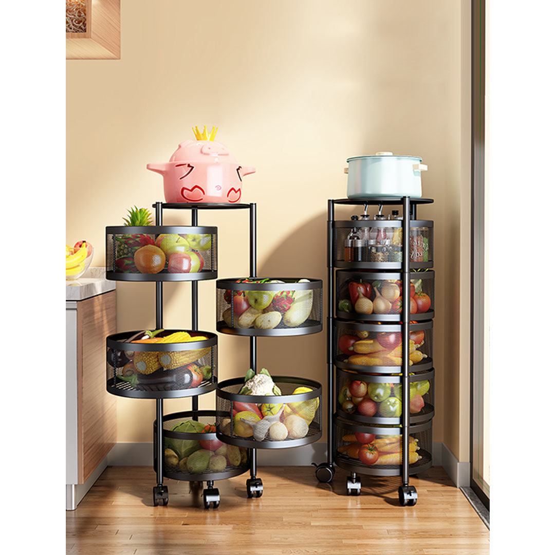 Soga 2X 5 Tier Steel Round Rotating Kitchen Cart Multi-Functional Shelves Portable Storage Organizer With Wheels, Garden, Tools &Amp; Hardware, Garage Storage &Amp; Organisation, Utility Shelves, , ,  - Nz Depot 8