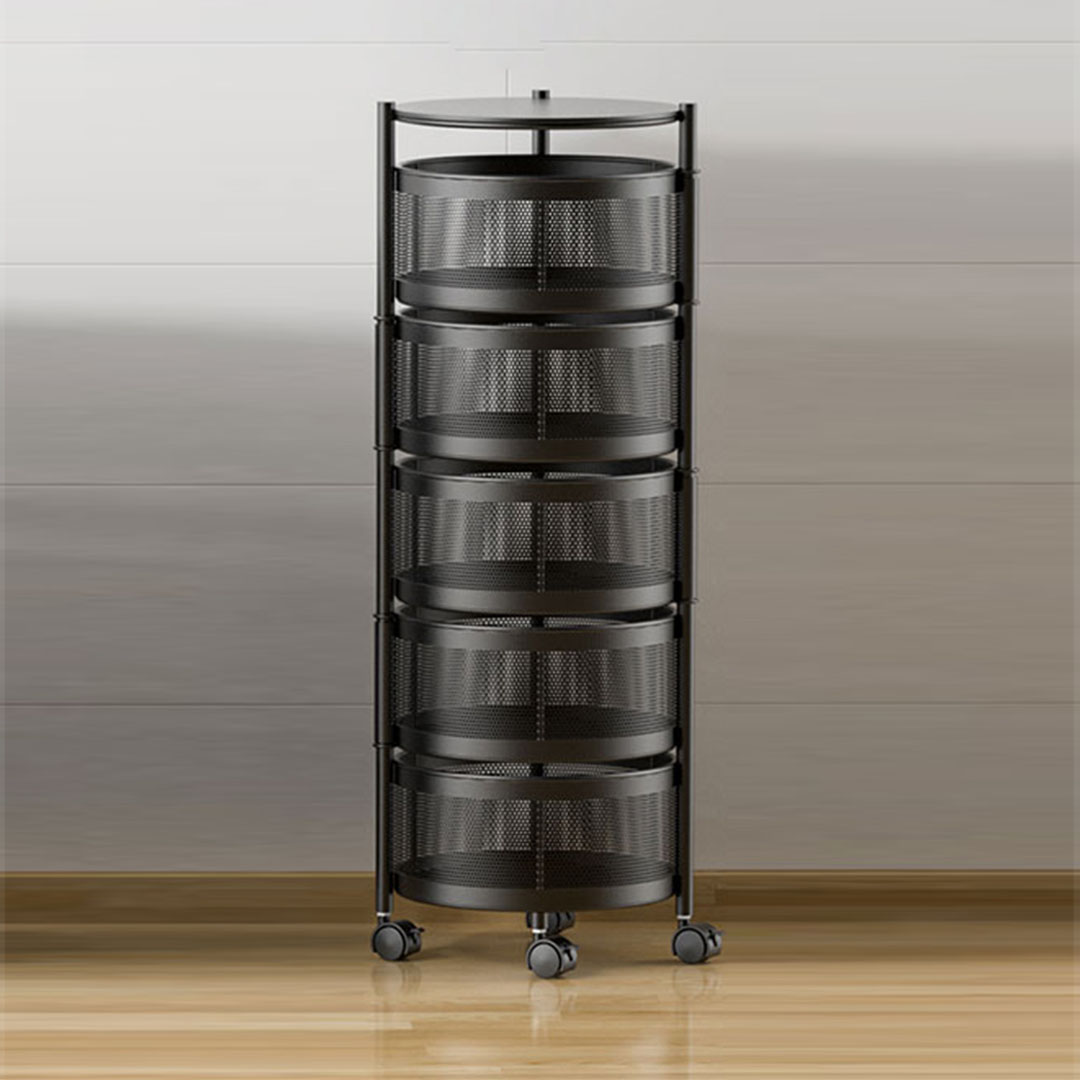 Soga 2X 5 Tier Steel Round Rotating Kitchen Cart Multi-Functional Shelves Portable Storage Organizer With Wheels, Garden, Tools &Amp; Hardware, Garage Storage &Amp; Organisation, Utility Shelves, , ,  - Nz Depot 9