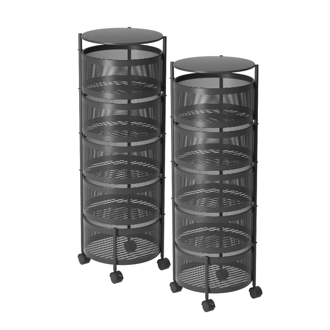 Soga 2X 5 Tier Steel Round Rotating Kitchen Cart Multi-Functional Shelves Portable Storage Organizer With Wheels, Garden, Tools &Amp; Hardware, Garage Storage &Amp; Organisation, Utility Shelves, , ,  - Nz Depot 1