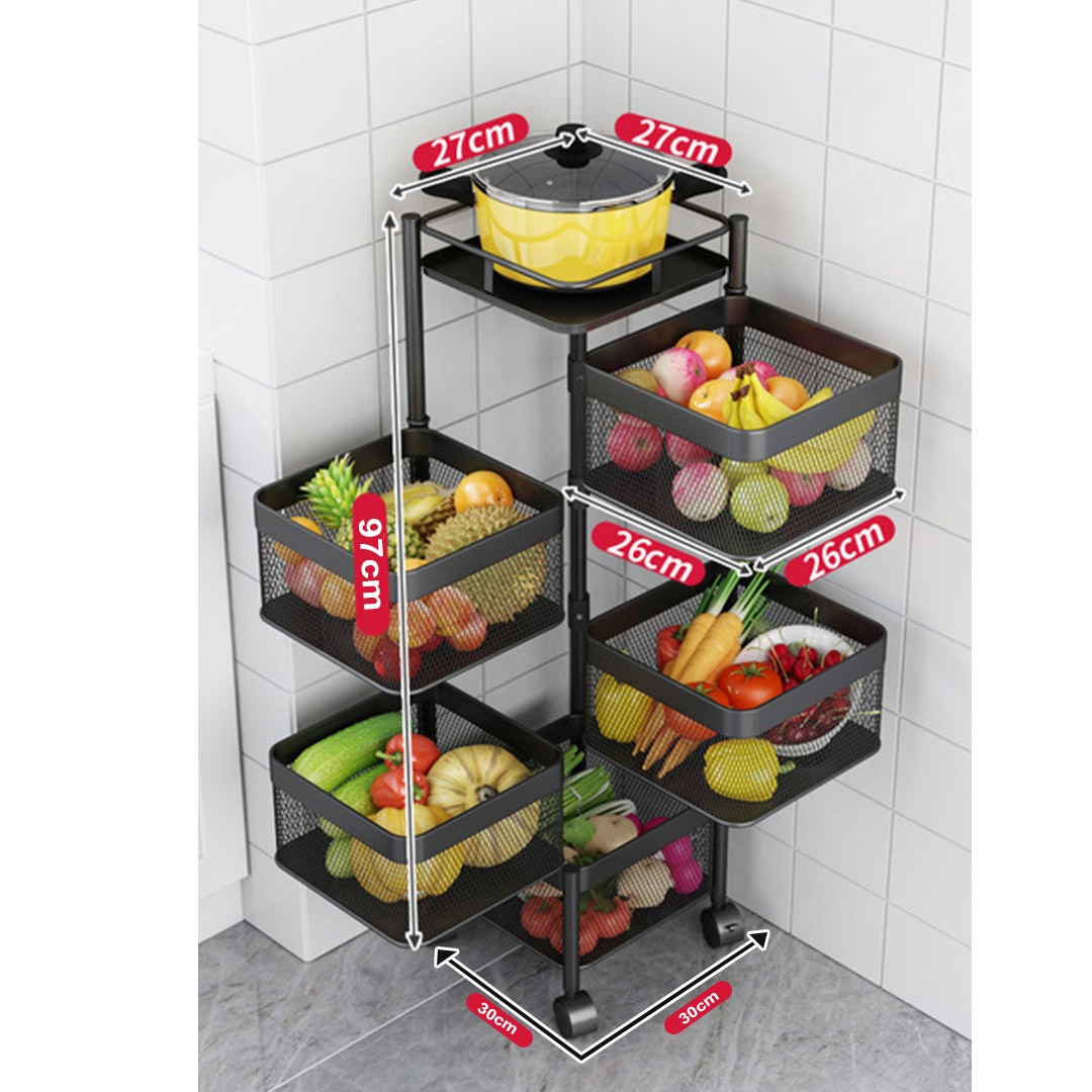 Soga 2X 5 Tier Steel Square Rotating Kitchen Cart Multi-Functional Shelves Portable Storage Organizer With Wheels, Garden, Tools &Amp; Hardware, Garage Storage &Amp; Organisation, Utility Shelves, , ,  - Nz Depot 2