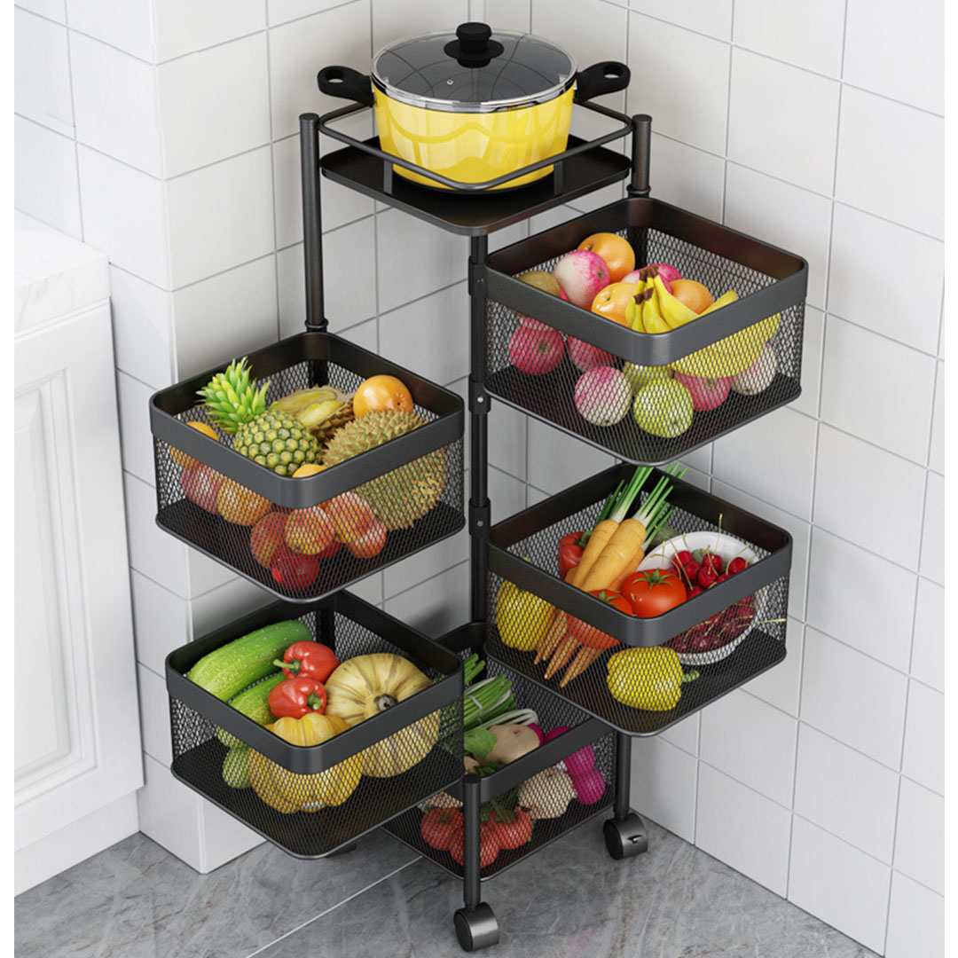 Soga 2X 5 Tier Steel Square Rotating Kitchen Cart Multi-Functional Shelves Portable Storage Organizer With Wheels, Garden, Tools &Amp; Hardware, Garage Storage &Amp; Organisation, Utility Shelves, , ,  - Nz Depot 7