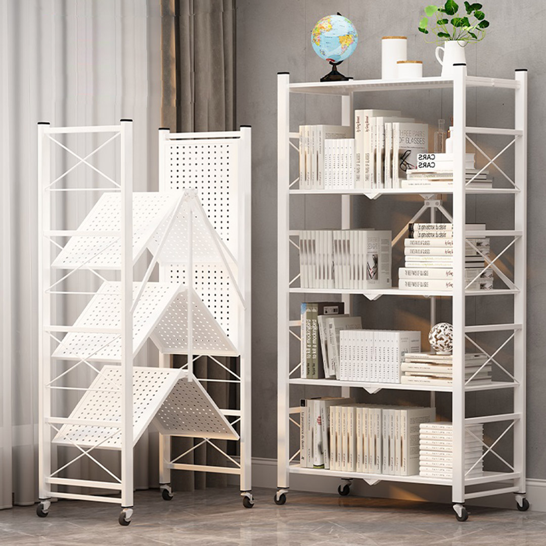 Soga 2X 5 Tier Steel White Foldable Display Stand Multi-Functional Shelves Portable Storage Organizer With Wheels, Garden, Tools &Amp; Hardware, Garage Storage &Amp; Organisation, Utility Shelves, , ,  - Nz Depot 5